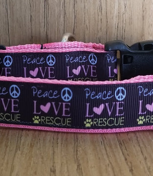Collar/ Large/ Medium/ Peace Love and Rescue Pink