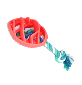 Rubber Football Chew Toy with Tug Rope